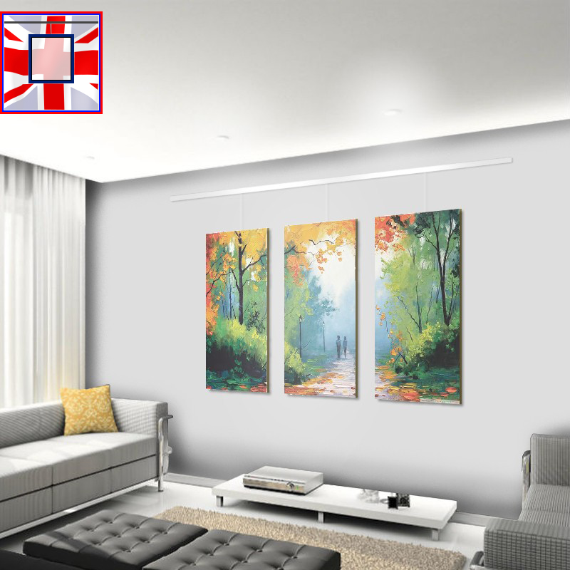 2m  All-in-one Clip Rail Gallery System Kit Wall Hanging Picture Rail & Hooks Set