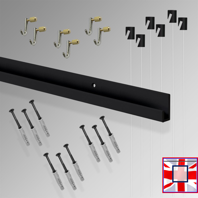 Heavy Duty Picture Track Set Kit, Wall Hooks & Rail System 3m Gallery All-in-one J (Hanging)