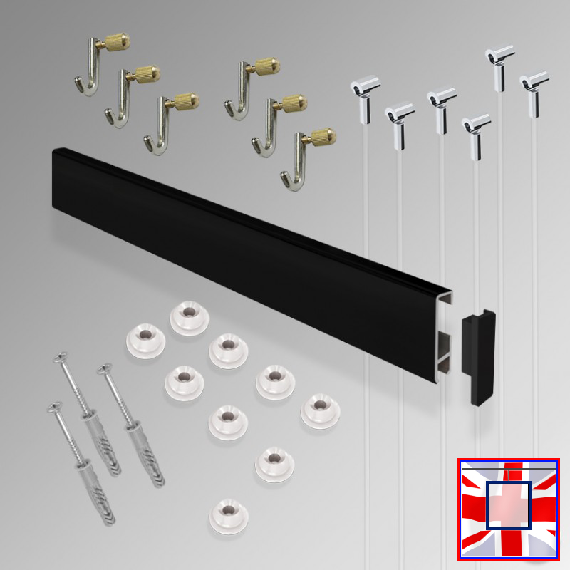 3m Clip Rail All-in-One Gallery System Set, Picture Rail & Hooks Kit (Wall Hanging)