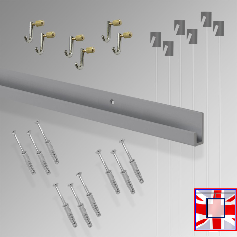 Heavy Duty Picture Track Set Kit, Wall Hooks & Rail System 3m Gallery All-in-one J (Hanging)