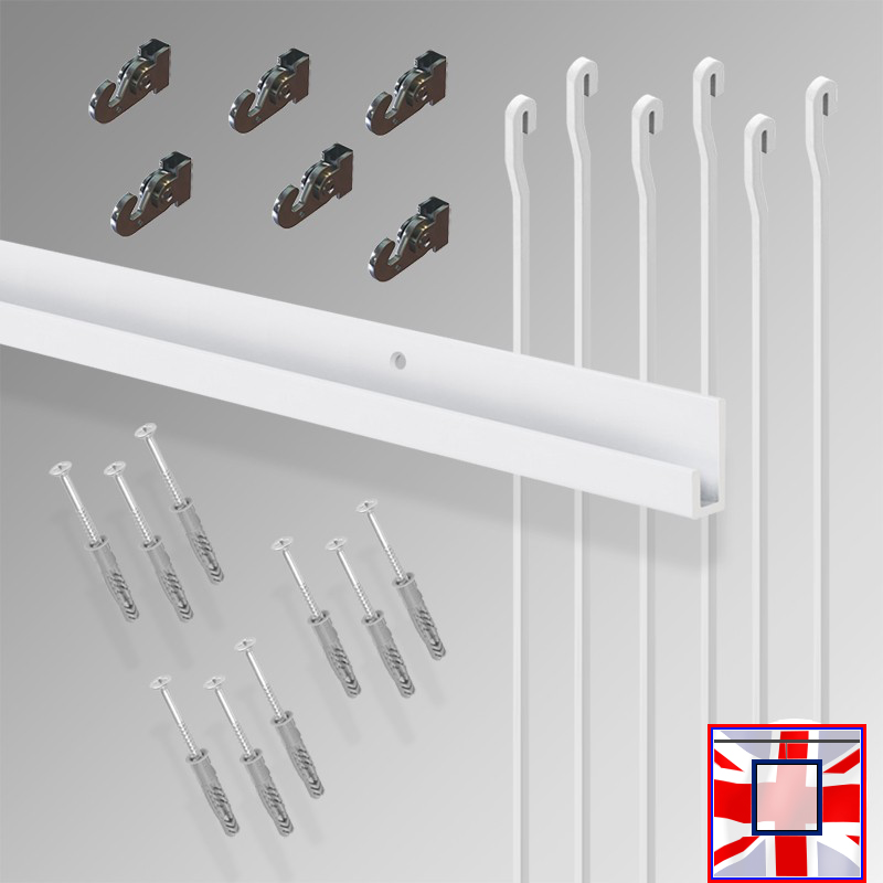 Heavy Duty Track Set 'All-in-one' Gallery System Kit, Picture Hanging Rods & 3m J Rail (Wall Hanging)