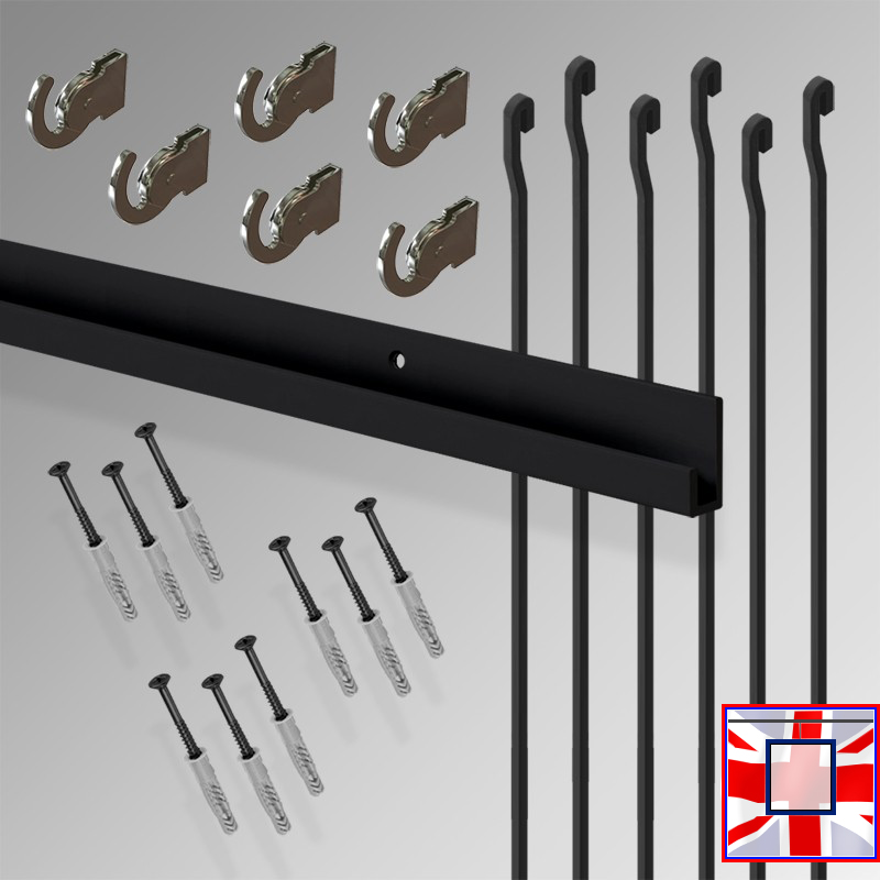 HD 'All-in-one' 3m J Rail Gallery System Kit, Heavy Duty Track Set & Picture Hanging Rods (Wall Hanging)