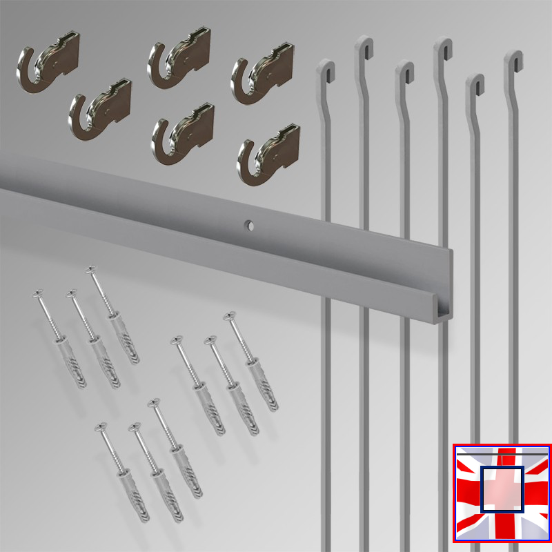 HD 'All-in-one' 3m J Rail Gallery System Kit, Heavy Duty Track Set & Picture Hanging Rods (Wall Hanging)