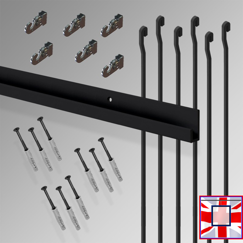 HD 'All-in-one' 3m J Rail Gallery System Kit, Heavy Duty Track Set & Picture Hanging Rods (Wall Hanging)