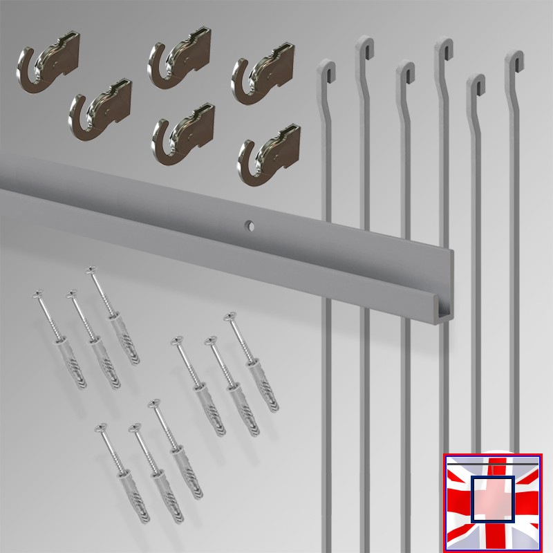 Heavy Duty Track Set 'All-in-one' Gallery System Kit, Picture Hanging Rods & 3m J Rail (Wall Hanging)