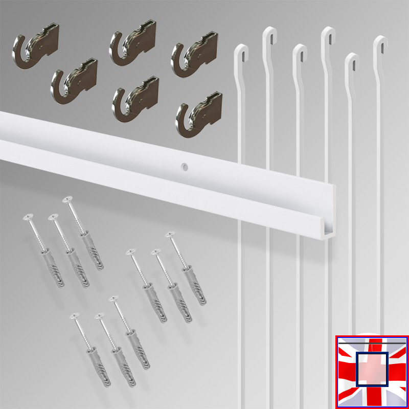 Heavy Duty Track Set 'All-in-one' Gallery System Kit, Picture Hanging Rods & 3m J Rail (Wall Hanging)