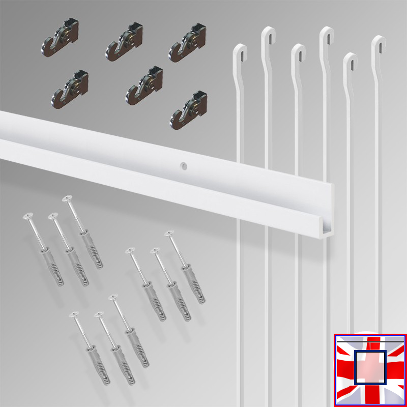 HD 'All-in-one' 3m J Rail Gallery System Kit, Heavy Duty Track Set & Picture Hanging Rods (Wall Hanging)