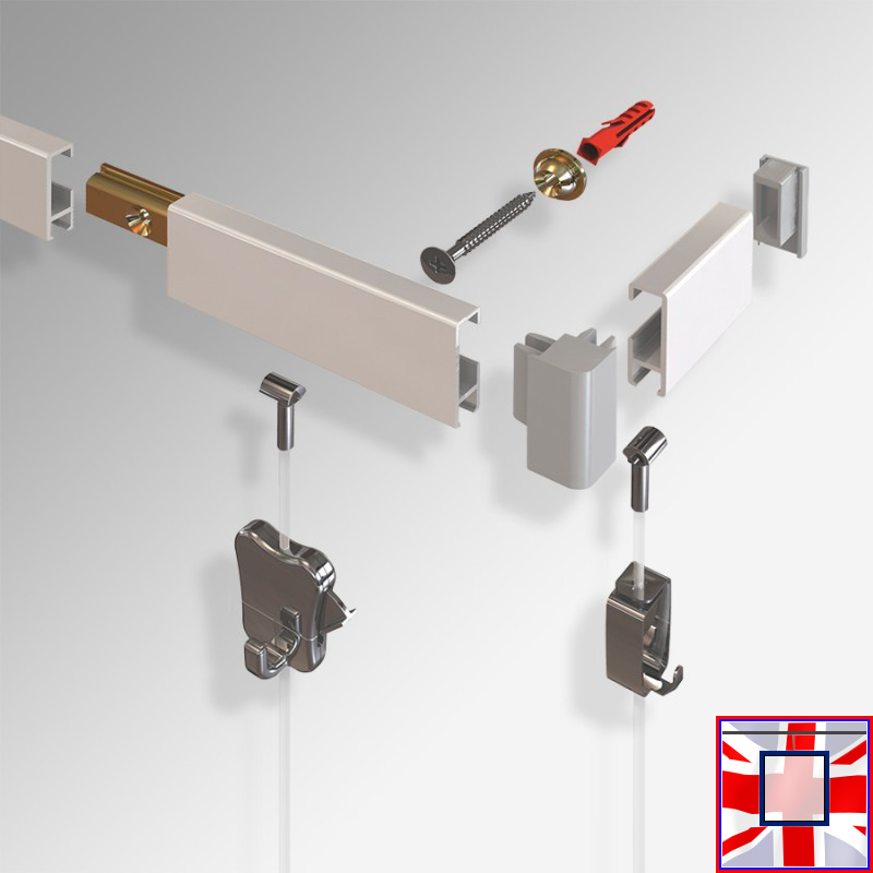 Clip Rail Track for Modern Picture Rails (2m & 3m, White, Black, Silver)