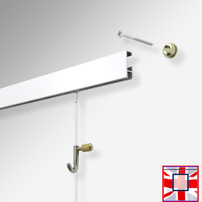Clip Rail Track for Modern Picture Rails (2m & 3m, White, Black, Silver)