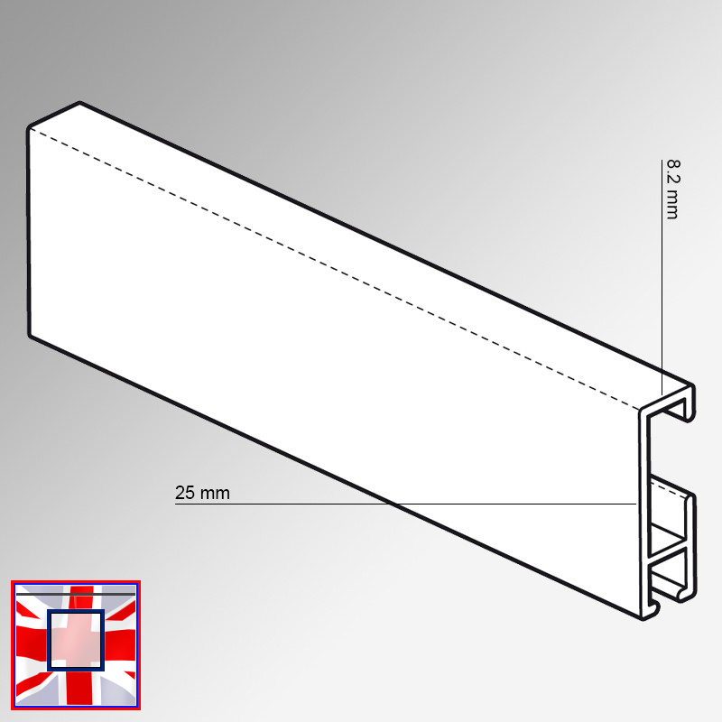 Clip Rail Track for Modern Picture Rails (2m & 3m, White, Black, Silver)