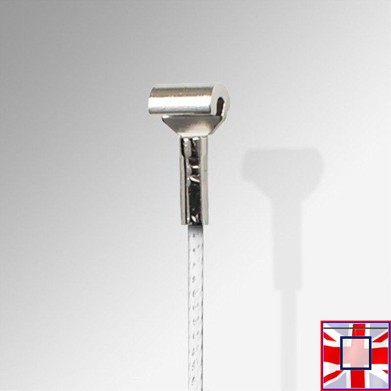 Steel Cable Clip Rail Anchor + Heavy Duty Picture Hanging Wire (Black, White, & Plain Steel)