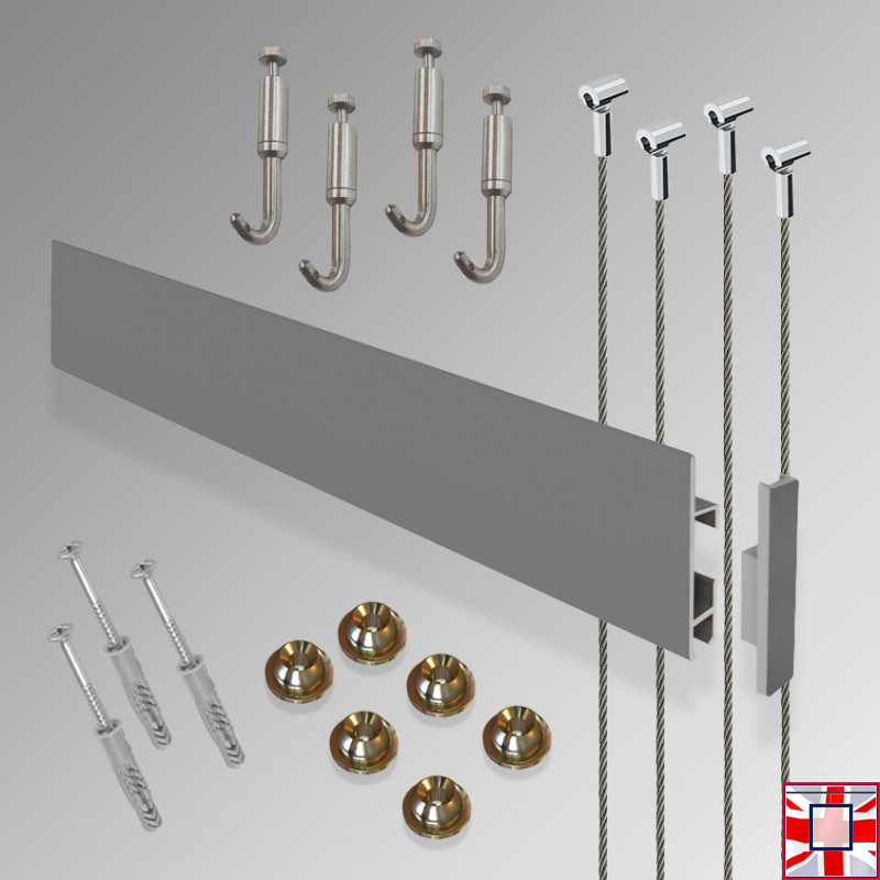 3m Picture Rails & Hooks for Heavy Frames, Long Clip Rail Max Kit (Wall Hanging)