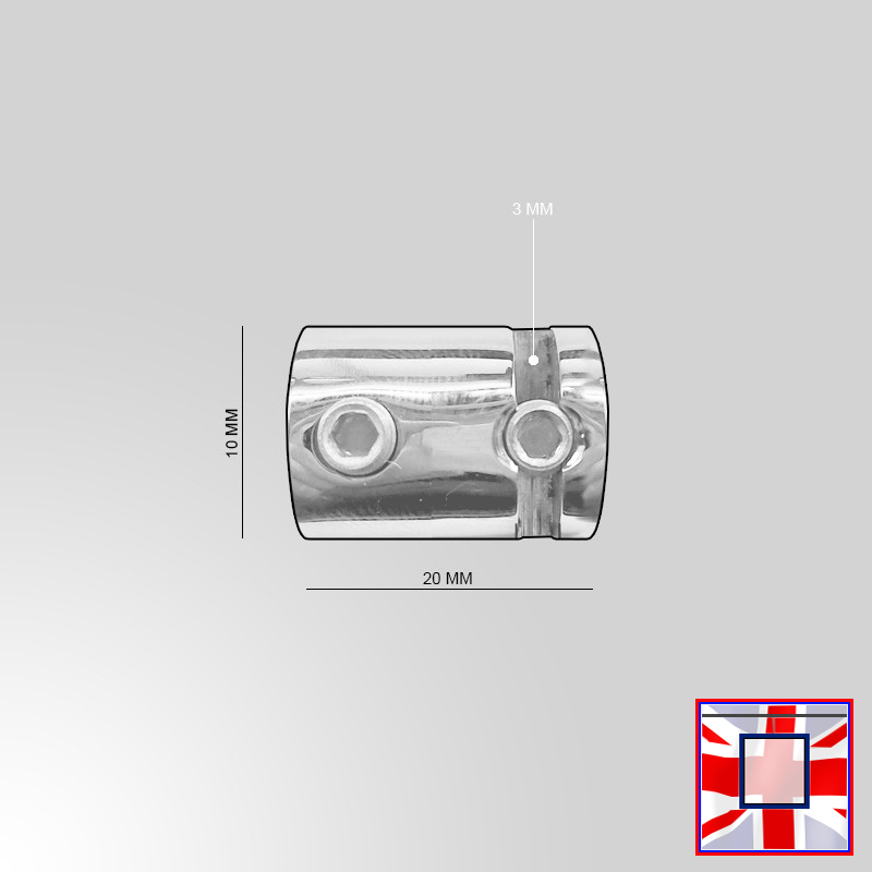 Chrome Boss Shelf Clamp – Single Support for Cable-Suspended Wood Shelves