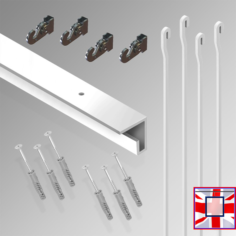 2m Heavy-Duty Ceiling C Rail Gallery Hanging Kit – All-in-One Track & Rod System for Pictures