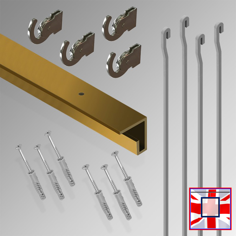 2m Heavy-Duty Ceiling C Rail Gallery Hanging Kit – All-in-One Track & Rod System for Pictures