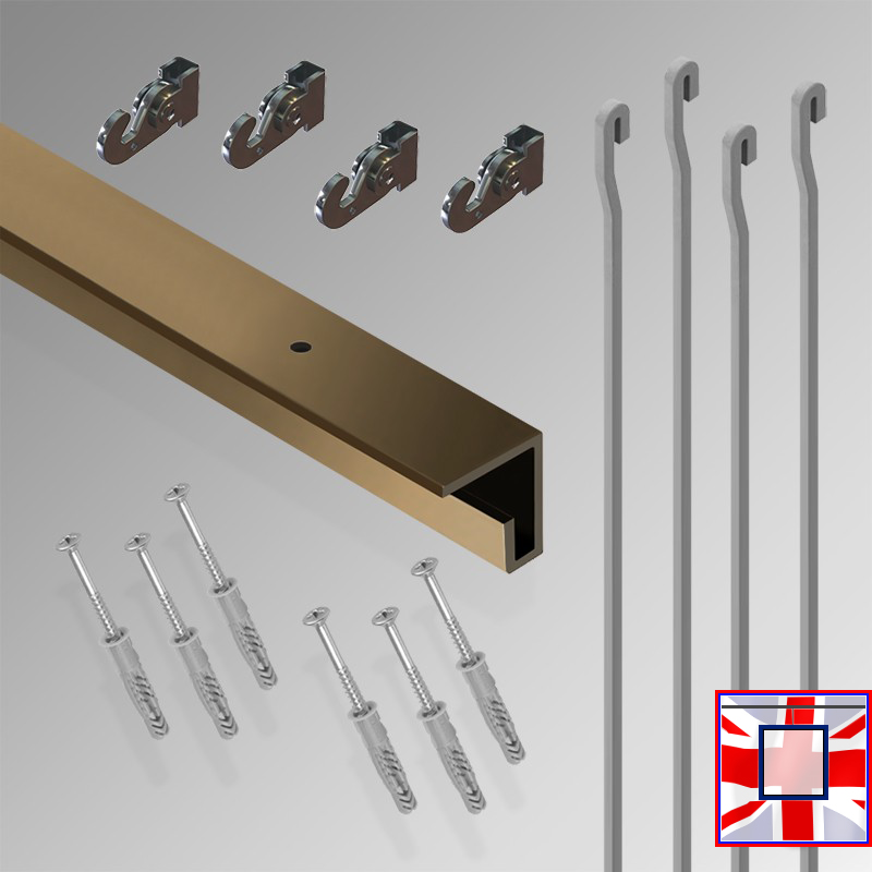 2m Heavy-Duty Ceiling C Rail Gallery Hanging Kit – All-in-One Track & Rod System for Pictures