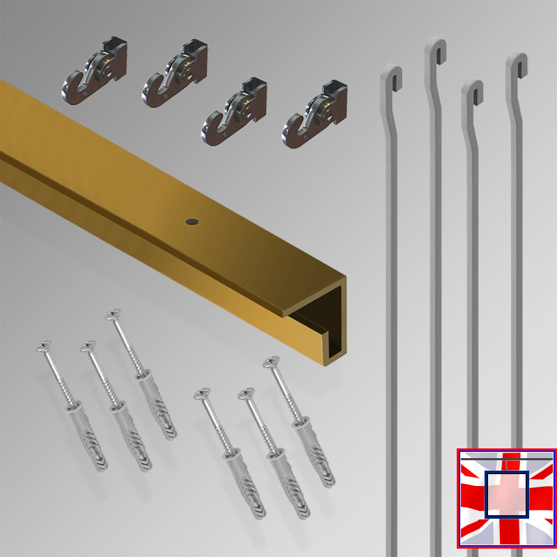 2m Heavy-Duty Ceiling C Rail Gallery Hanging Kit – All-in-One Track & Rod System for Pictures