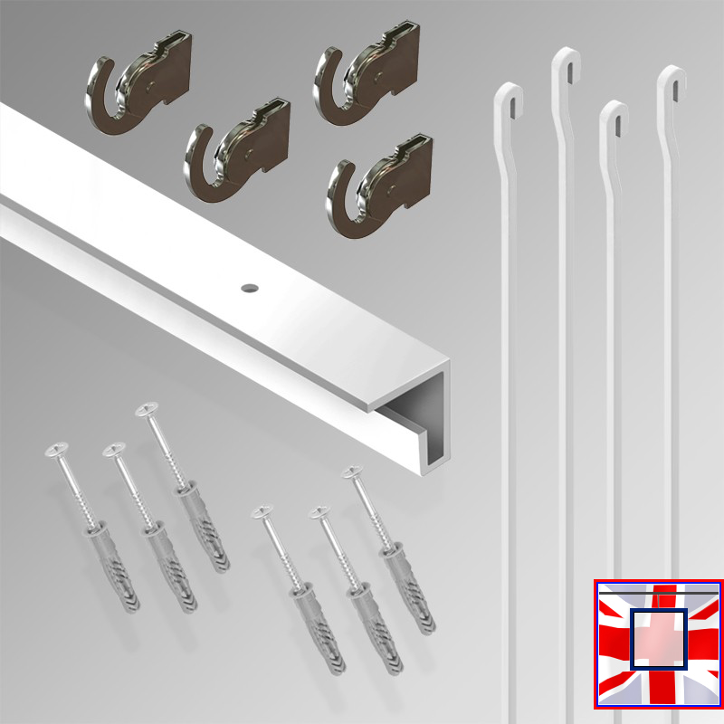 2m Heavy-Duty Ceiling C Rail Gallery Hanging Kit – All-in-One Track & Rod System for Pictures