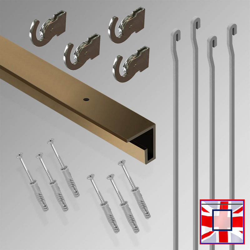 2m Heavy-Duty Ceiling C Rail Gallery Hanging Kit – All-in-One Track & Rod System for Pictures