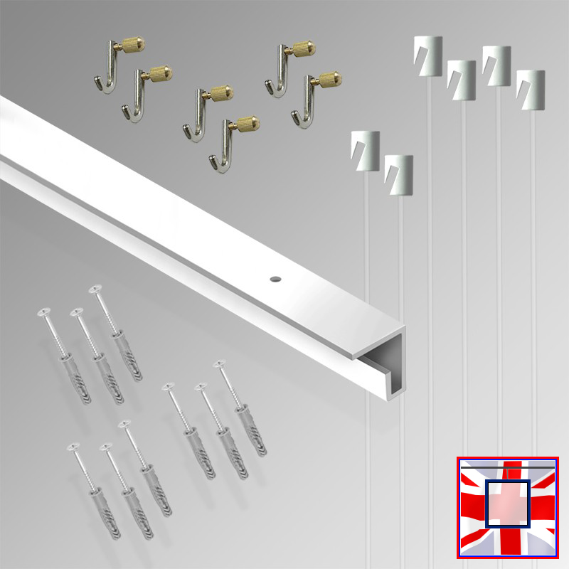 3m Heavy-Duty Ceiling Gallery Hanging Kit – All-in-One C Rail Track & Picture Hooks System
