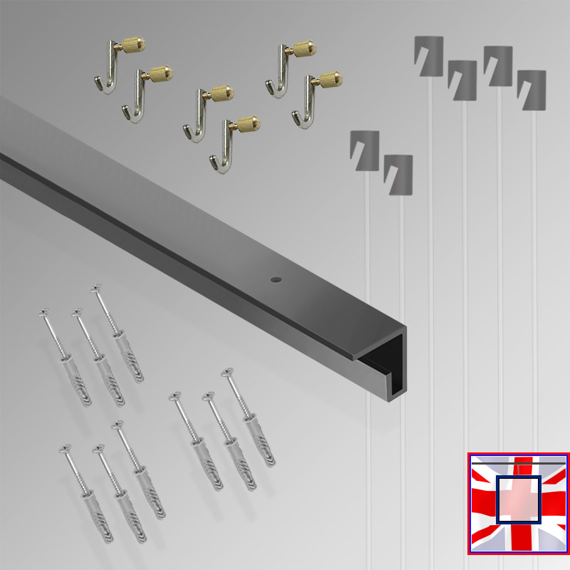 3m Heavy-Duty Ceiling Gallery Hanging Kit – All-in-One C Rail Track & Picture Hooks System