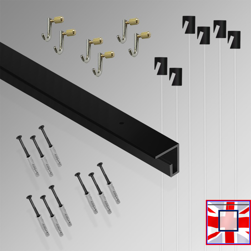 3m Heavy-Duty Ceiling Gallery Hanging Kit – All-in-One C Rail Track & Picture Hooks System