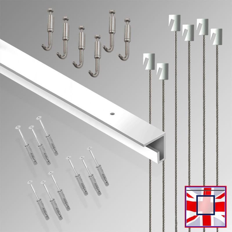 3m Heavy-Duty Ceiling Gallery Hanging Kit – All-in-One C Rail Track & Picture Hooks System