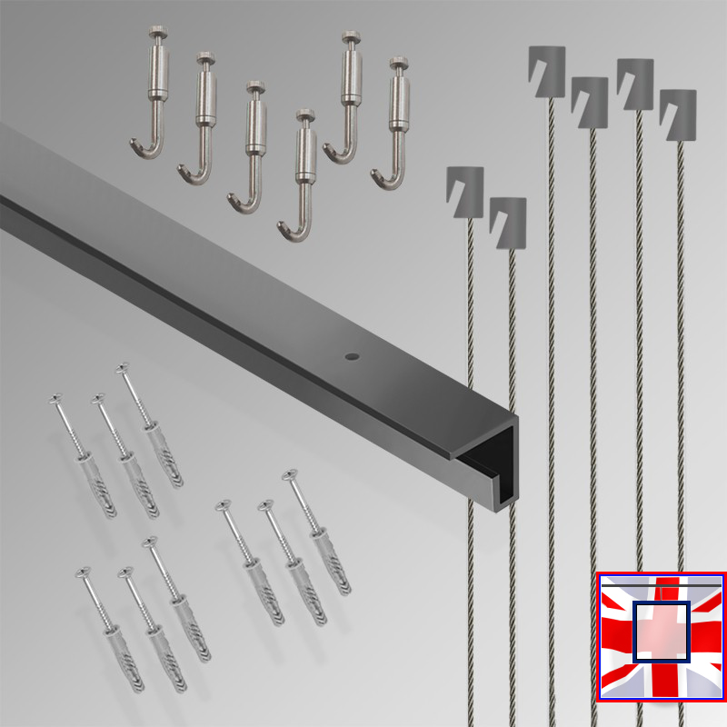 3m Heavy-Duty Ceiling Gallery Hanging Kit – All-in-One C Rail Track & Picture Hooks System