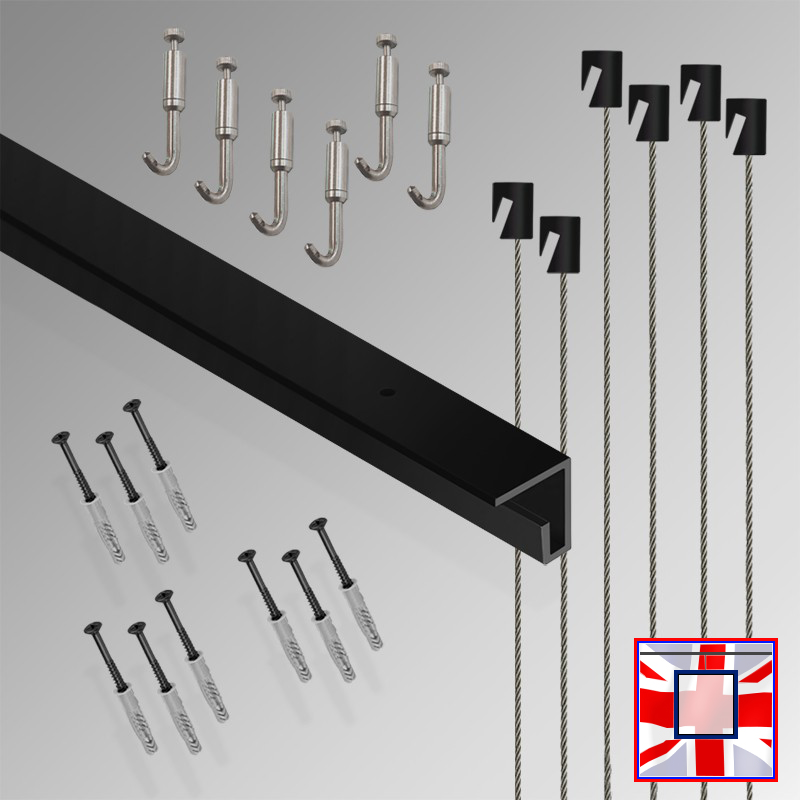 3m Heavy-Duty Ceiling Gallery Hanging Kit – All-in-One C Rail Track & Picture Hooks System