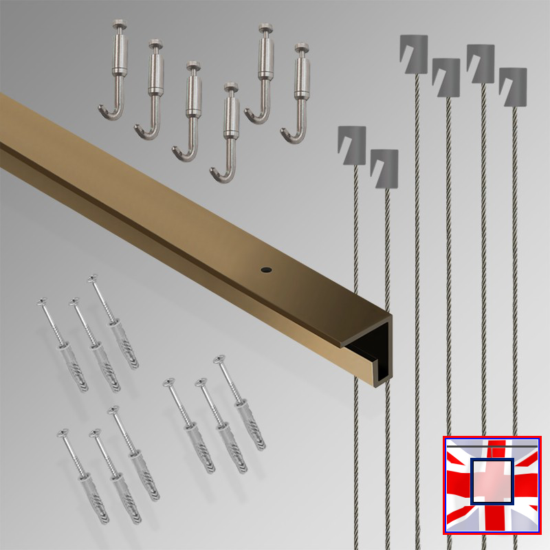 3m Heavy-Duty Ceiling Gallery Hanging Kit – All-in-One C Rail Track & Picture Hooks System