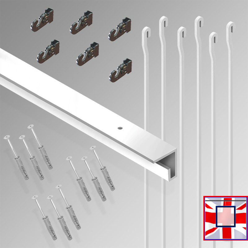 3m Heavy-Duty Ceiling Hanging C Rail Gallery Kit – All-in-One Picture Track & Rod System