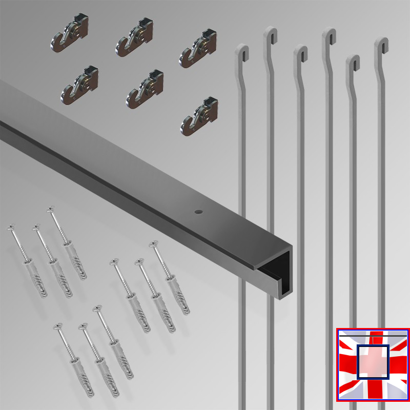 3m Heavy-Duty Ceiling Hanging C Rail Gallery Kit – All-in-One Picture Track & Rod System