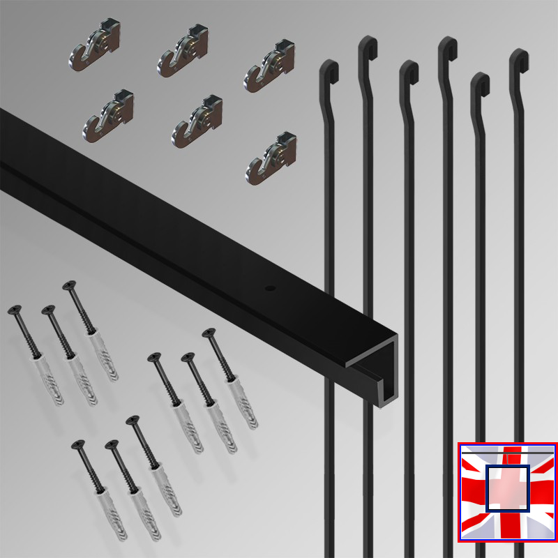 3m Heavy-Duty Ceiling Hanging C Rail Gallery Kit – All-in-One Picture Track & Rod System