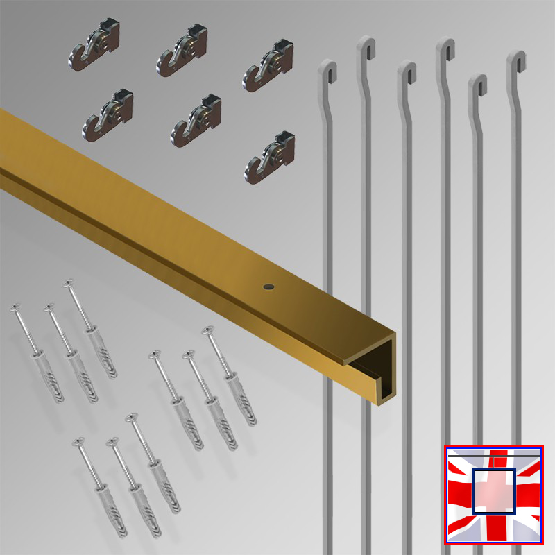 3m Heavy-Duty Ceiling Hanging C Rail Gallery Kit – All-in-One Picture Track & Rod System