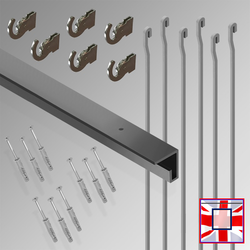 3m Heavy-Duty Ceiling Hanging C Rail Gallery Kit – All-in-One Picture Track & Rod System