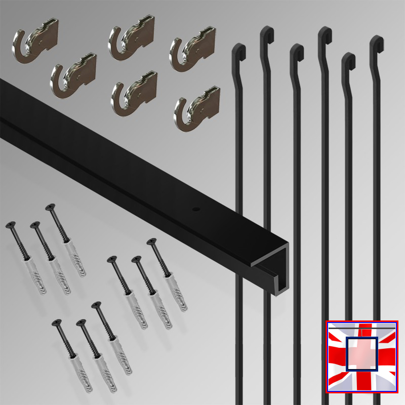 3m Heavy-Duty Ceiling Hanging C Rail Gallery Kit – All-in-One Picture Track & Rod System