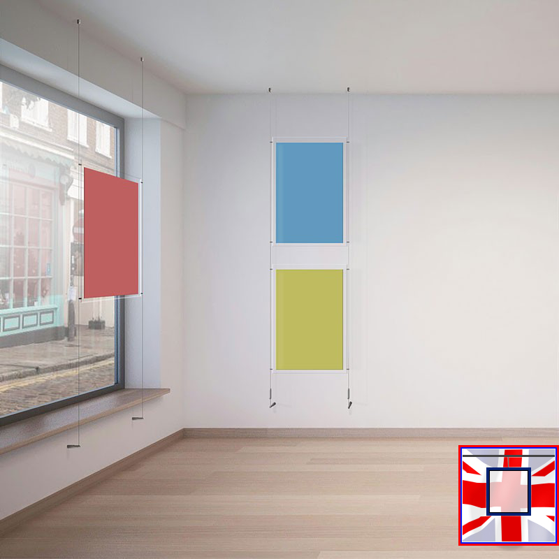 4m Length, Satin Chrome Finish (Ideal for Advertising & Art Hanging)- Ceiling to Wall Display