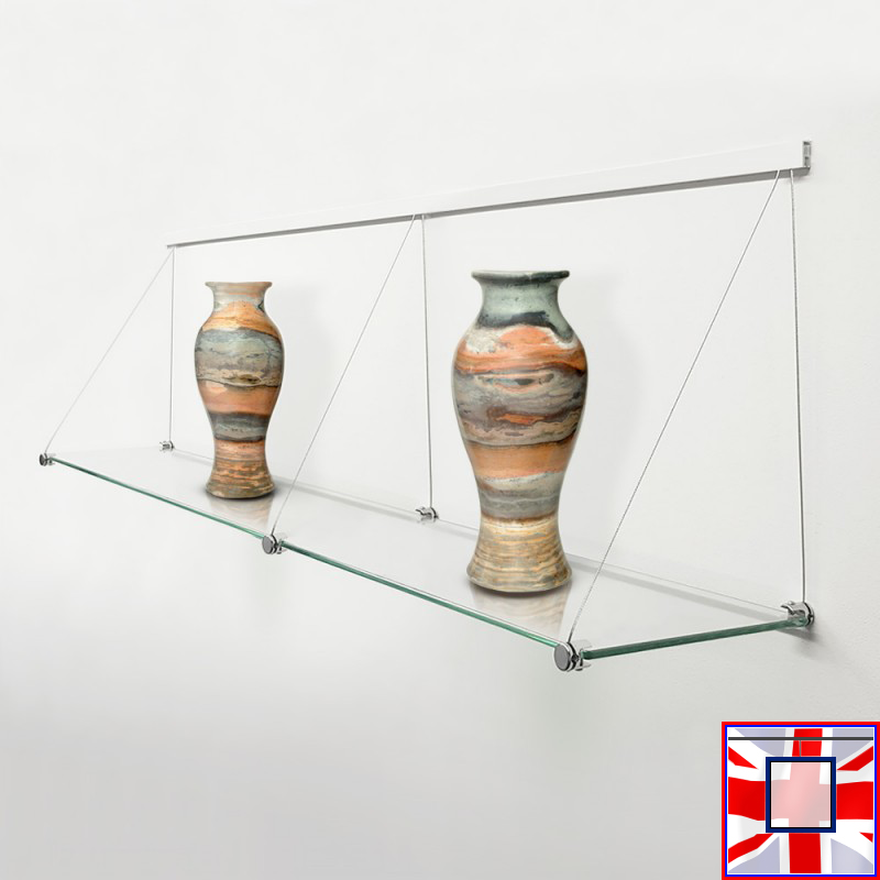 150cm Clip Rail Long Shelving (Glass Shelf & Long Cables)