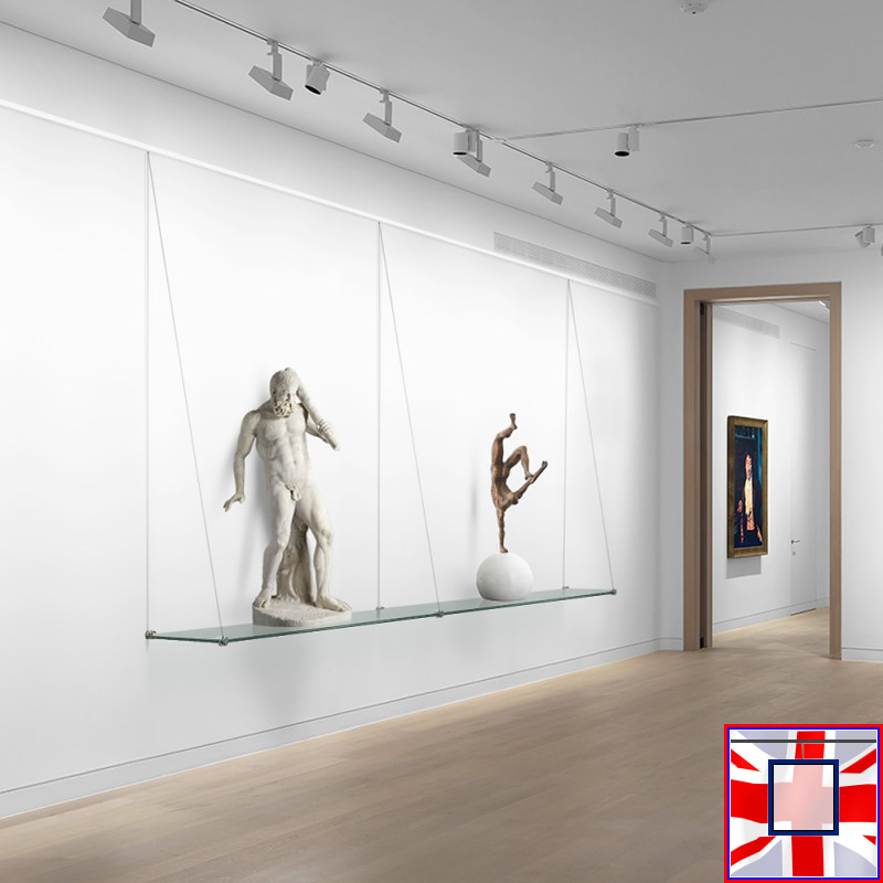 150cm Clip Rail Long Shelving (Glass Shelf & Long Cables)