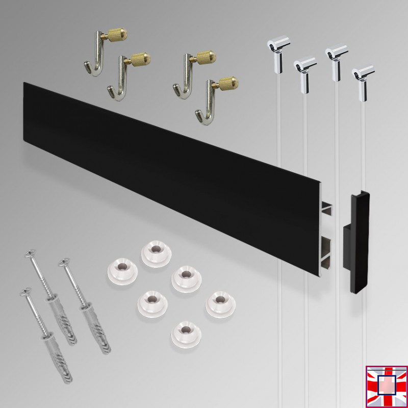 3m Picture Rails & Hooks for Heavy Frames, Long Clip Rail Max Kit (Wall Hanging)