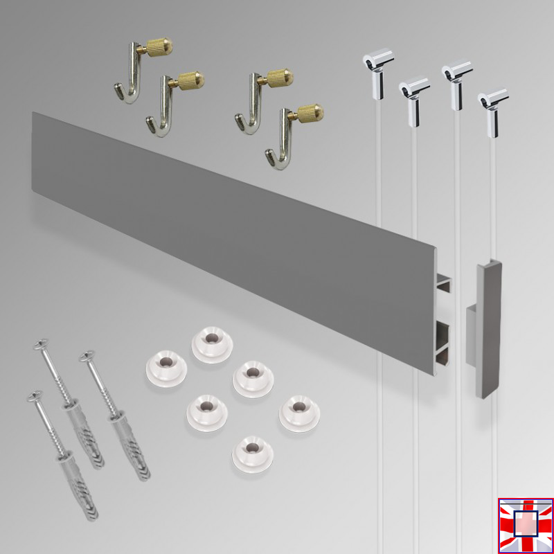 3m Picture Rails & Hooks for Heavy Frames, Long Clip Rail Max Kit (Wall Hanging)
