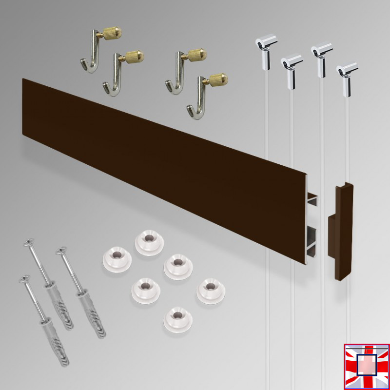 Complete Gallery System Set, Clip Rail Max Kit, Picture Rail & Hooks (Wall Hanging)