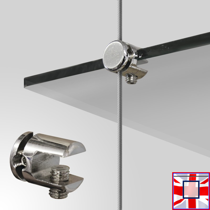 Glass Shelf & Cables Clip Rail Shelving