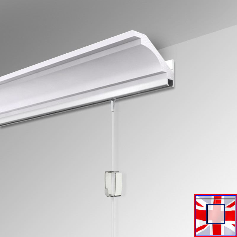Deco Cornice Picture Rail, 2m & 3m 'Hidden' Heavy Duty Hanging Track