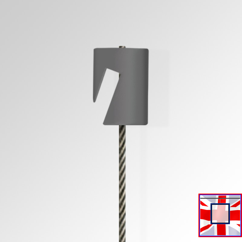 Picture Hanger with Cylinder Anchor, Steel Cable & Perlon Cord for J Rail & C Rail (White, Silver, Black)