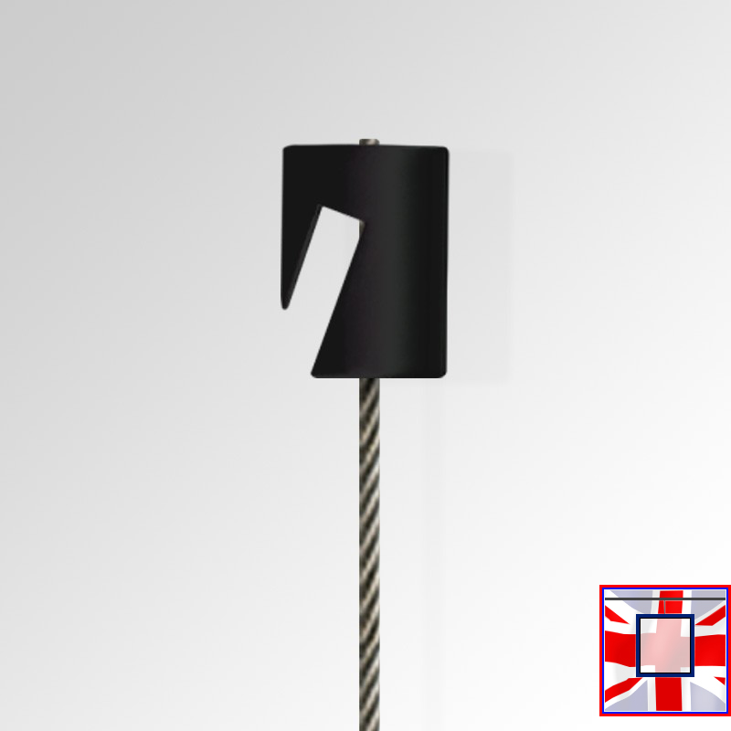 Picture Hanger with Cylinder Anchor, Steel Cable & Perlon Cord for J Rail & C Rail (White, Silver, Black)