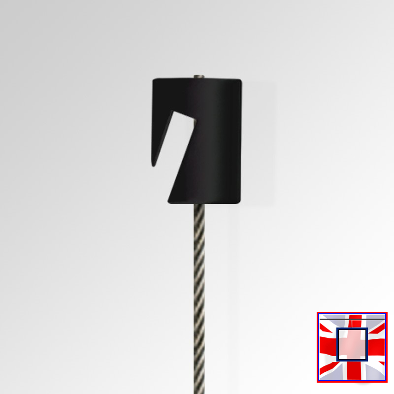 Perlon Cord & Steel Cable Picture Hanger, Cylinder Anchor for J Rail & C Rail (Black, White, Silver)