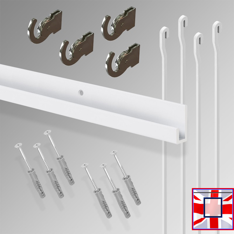 All-in-One' HD J Rail 2m Gallery System Set, Heavy Duty Track Kit & Picture Hanging Rods (Wall Hanging)