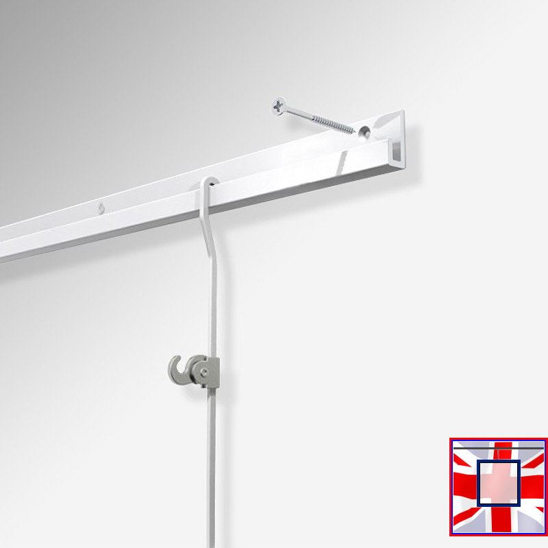 All-in-One' HD J Rail 2m Gallery System Set, Heavy Duty Track Kit & Picture Hanging Rods (Wall Hanging)