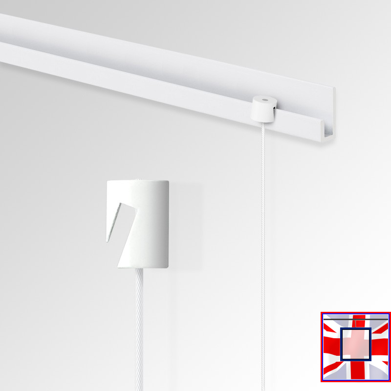 White Cable & J Rail Hanger (White Steel Wire, White Cylinder Anchor